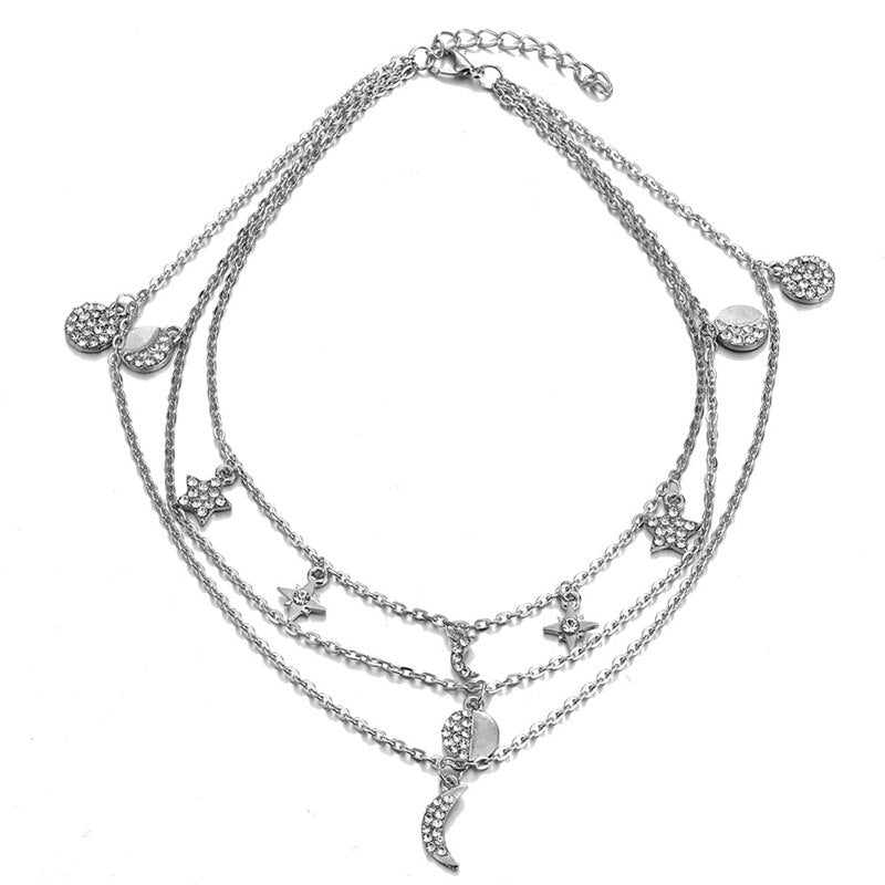 Half Moon Pendant Layered Necklace