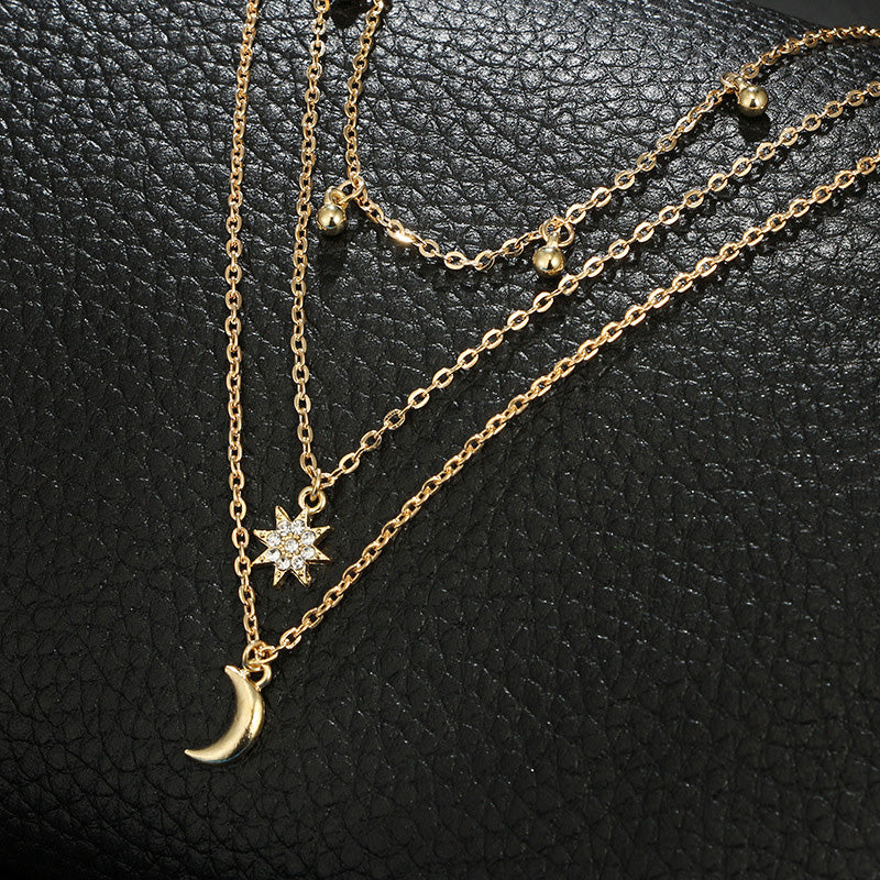 Boho Multi Layer Moon, Star & Beads Choker Necklaces - socialblingz