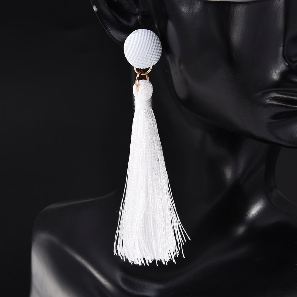 Bohemian Vintage Ancient Long Tassel Drop Earrings - socialblingz