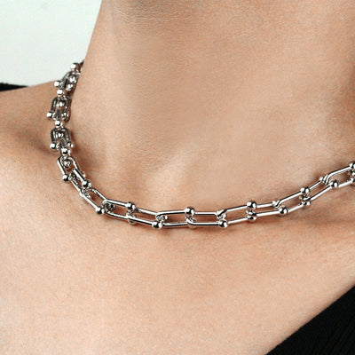 U Shape Thick Chain Charm Necklace