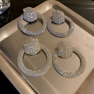Bold & Exaggerated Diamond Designer Circle Earrings