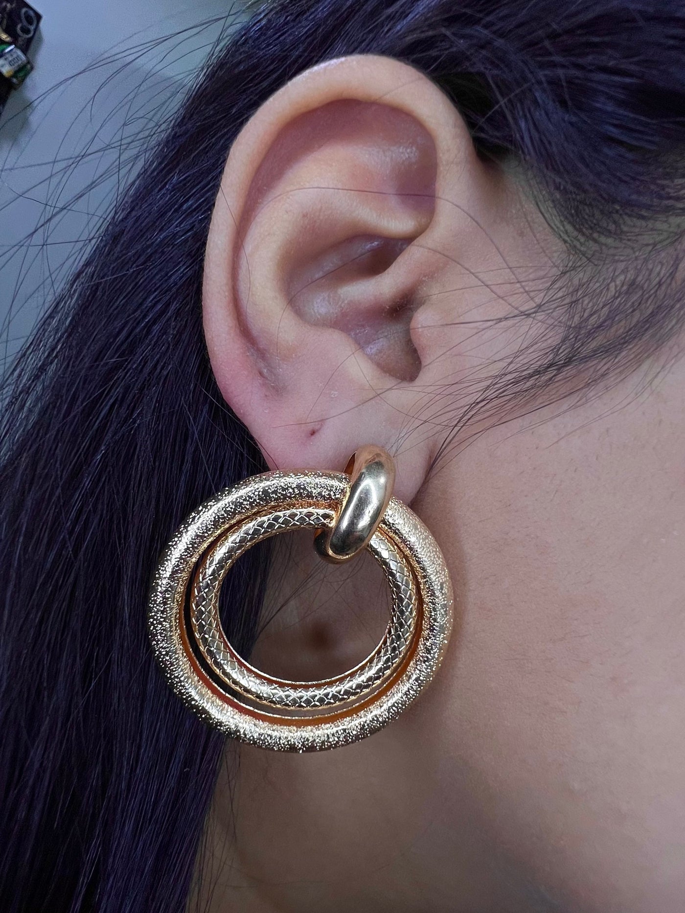 Double Hoop Textured Earrings