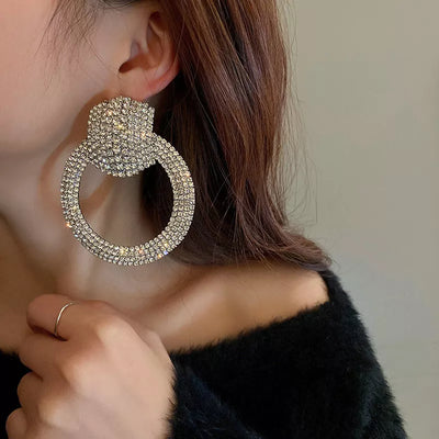 Bold & Exaggerated Diamond Designer Circle Earrings