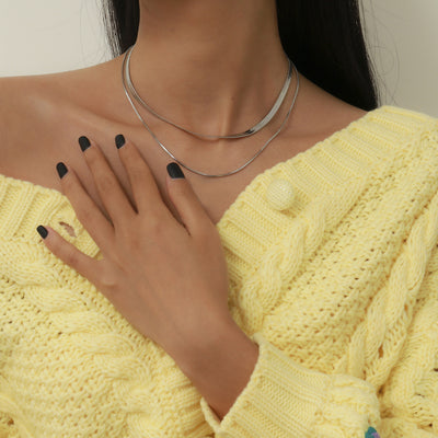 Wide Snake Chain Choker Layered Necklace