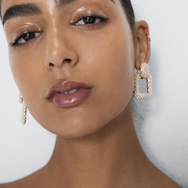 Mini Pearl Square Earrings