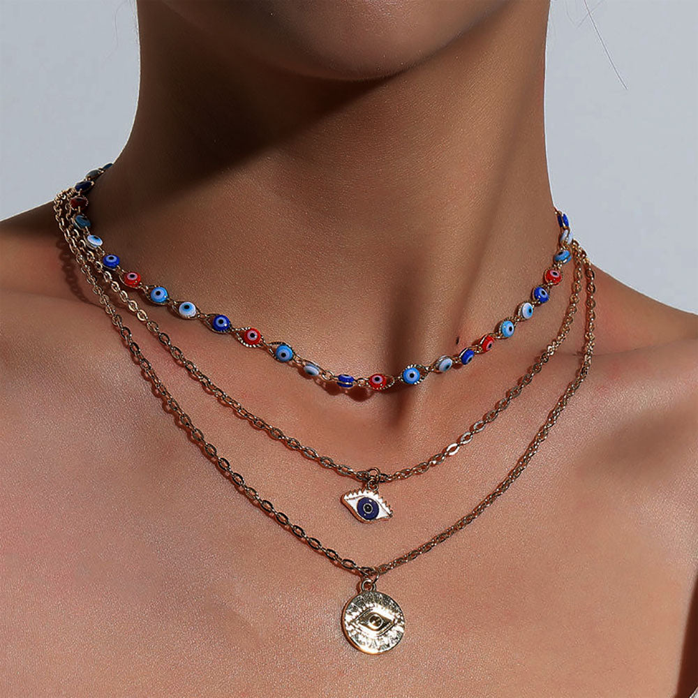 Turkish Evil Eye Bohemian Vintage Choker Beads Layered Necklace