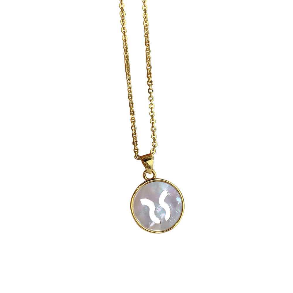 Zodiac Constellation with Natural Mother Of Pearl Shell Pendant Necklace