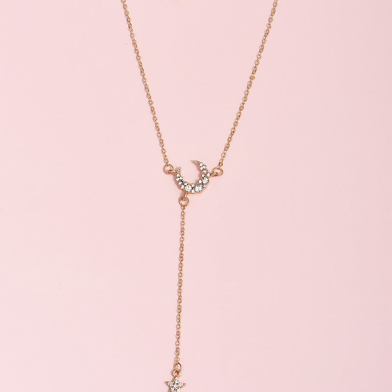 Crystal Moon Double Layered Necklace