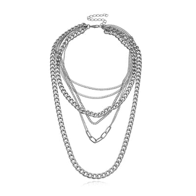 Geometric Pattern Layered Necklace