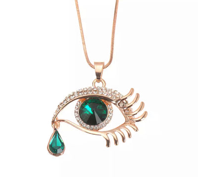 Tear Drop Evil Eye Eyelash Pendant Necklace